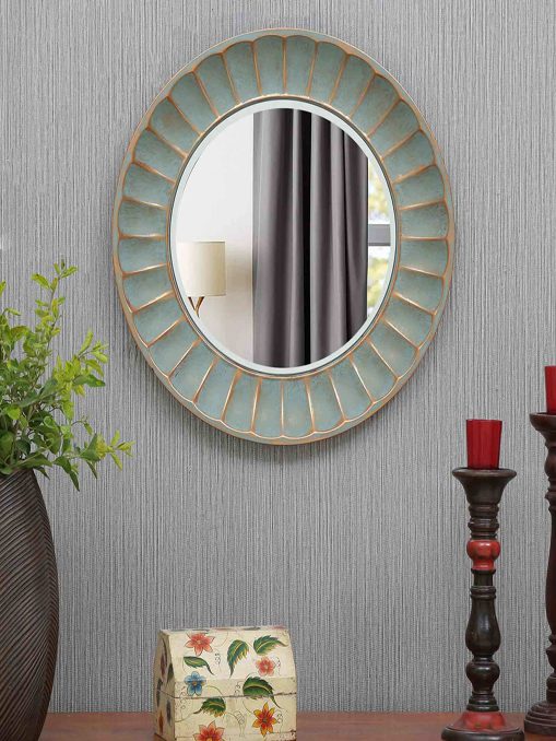 Gold Iron Como Small Round Wall Mirror, Small Decorative Accent Wall Mirrors