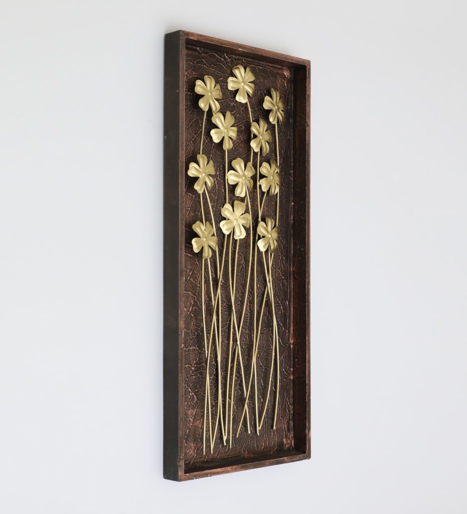 Gold Iron & MDF Kane Flower Wall Frame Vedas Exports